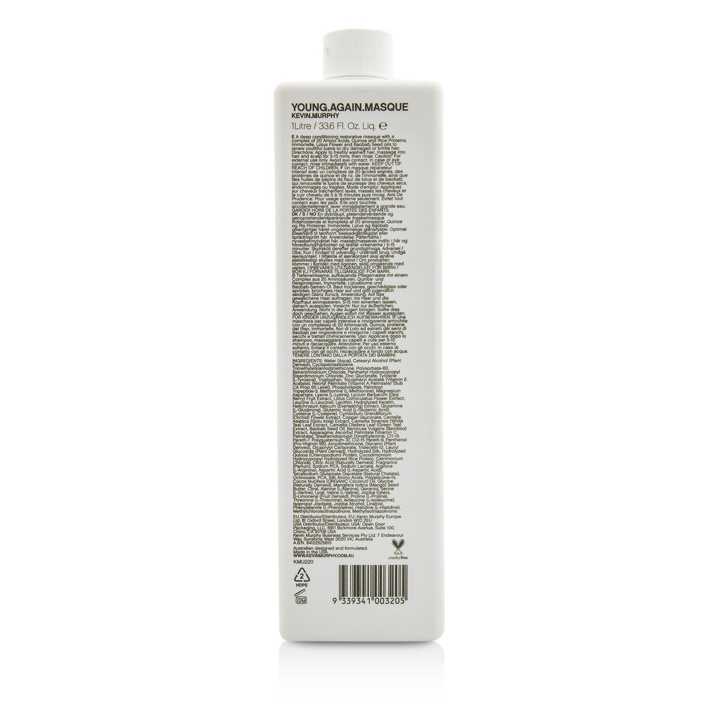 KEVIN.MURPHY - Young.Again.Masque (Immortelle and Baobab Infused Restorative Softening Masque - To Dry Damaged or Brittle Hair) KMU15414 1000ml/33.8oz